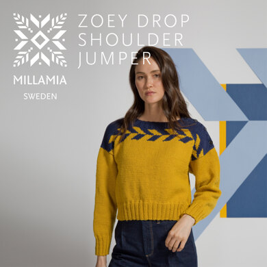 " Zoey Drop Shoulder " -  Jumper Knitting Pattern For Women in MillaMia Naturally Soft Aran by MillaMia