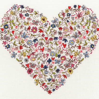 Bothy Threads Love Heart Cross Stitch Kit - 26cm x 24cm