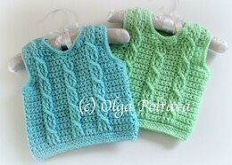 Baby Vest with Cables, Size 0-3 Months