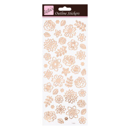 Anitas Outline Stickers - Flowers - Rose Gold On White