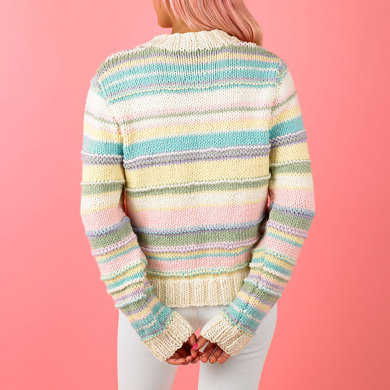 Sugar Striped Sweater : Sweater Knitting Pattern for Women in Paintbox Yarns Bulky | Chunky Yarn