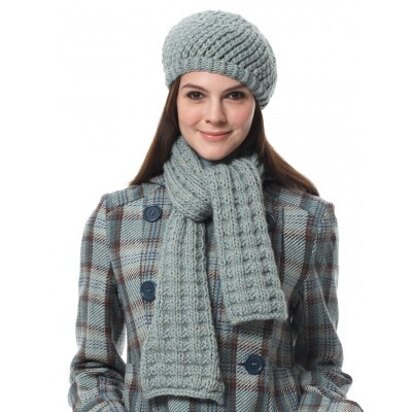 Knit Scarf and Hat in Bernat Roving - Downloadable PDF