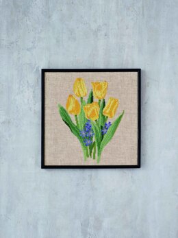 Permin Yellow Tulips Cross Stitch Kit - 30x30cm