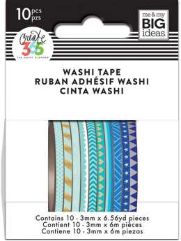 The Happy Planner Mini Washi Tape 3mmx6.56yd Each 10/Pkg - Blue Hues