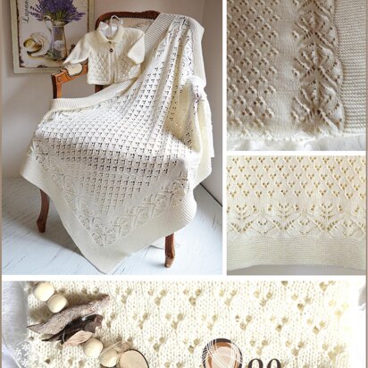Lace and Diamond Heirloom Blanket and matching Jacket -  P098