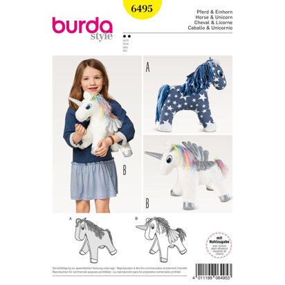 Burda Style Pattern B6495 Stuffed Animal Horse