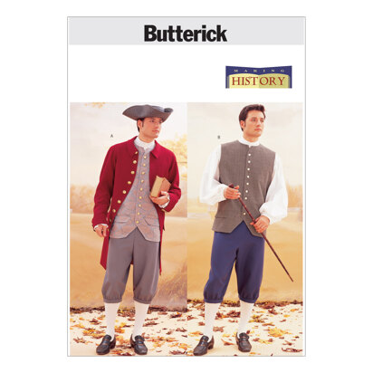 Butterick Historisches Kostüm (Mantel, Weste, Hemd, Hose und Hut) B3072 - Schnittmuster