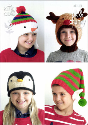 Kid's Novelty Hats in King Cole Cuddles Chunky and Big Value Chunky - 4113