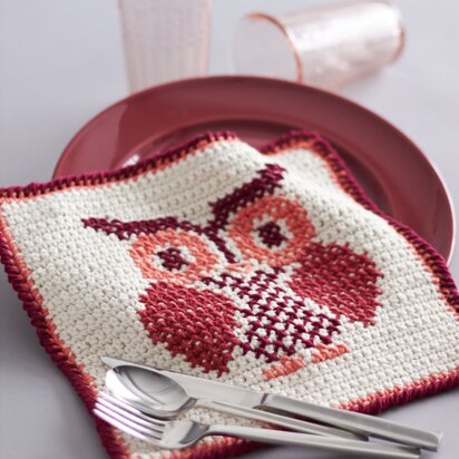 Owl Cross Stitch Dishcloth in Lily Sugar 'n Cream Solids