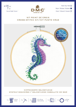 DMC Stately Seahorse Cross Stitch Kit (with 7in hoop) - 7in