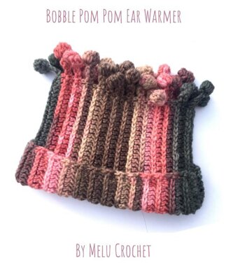 Bobble Pom Pom Ear warmer by Melu Crochet