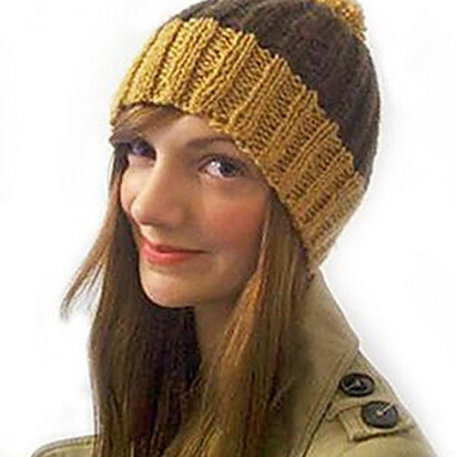 "Ribbed Bobble Hat" - Hat Knitting Pattern For Women in Debbie Bliss Blue Faced Leicester Aran