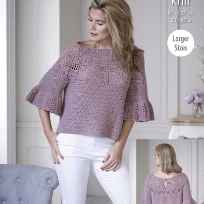 Bell Sleeve & Short Sleeve Tops in King Cole Finesse Cotton Silk DK - 5115pdf - Downloadable PDF