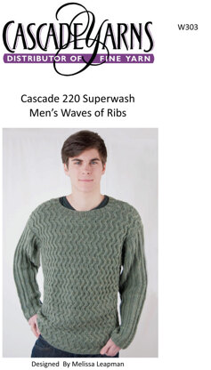 Men's Waves of Ribs in Cascade 220 Superwash - W303