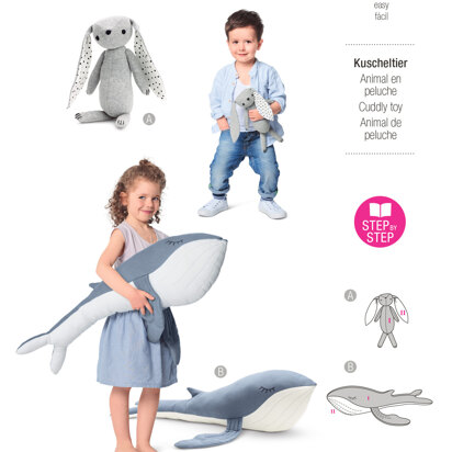 Burda Style Stuffed Animals - Bunny and Whale B6044 - Paper Pattern, Size OS (ONE SIZE)