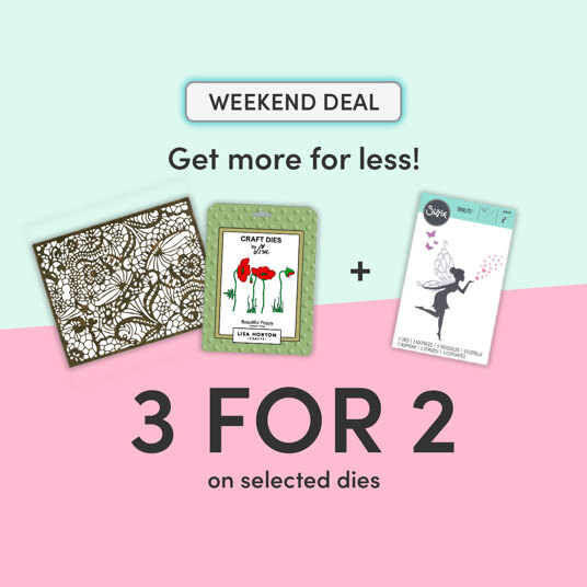 Put 3 die products in your basket - get 1 of them for FREE!