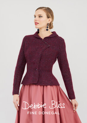 Delphine Jacket - Knitting Pattern For Women in Debbie Bliss Fine Donegal & Angel