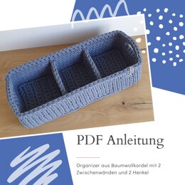 PDF Anleitung Organizer mit 2 Zwischenwänden und 2 Henkel