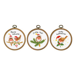 Vervaco Christmas Birds (Set of 3) Cross Stitch Kit - 10cm
