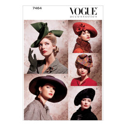 Vogue Vintage Hats V7464 - Paper Pattern, Size ONE SIZE