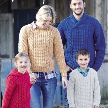 Family Sweaters in Hayfield Bonus Aran with Wool - 7986 - Downloadable PDF