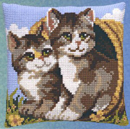 Pako Cat Duo Cushion Front Chunky Cross Stitch Kit - 40cm x 40cm