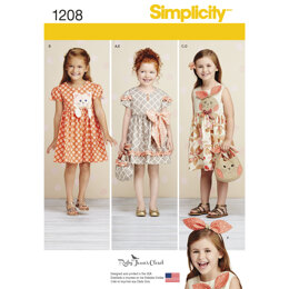 Simplicity Child's Dresses, Purses and Headband 1208 - Paper Pattern, Size A (3-4-5-6-7-8)