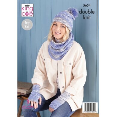 Hats, Scarf, and Gloves in King Cole Fjord DK - 5654 - Leaflet