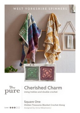Square One - Cherished Charm Hidden Treasures Blanket Crochet Along in West Yorkshire Spinners - Downloadable PDF