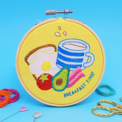 The Make Arcade Mini Printed Embroidery Kit - Breakfast Time - 4in