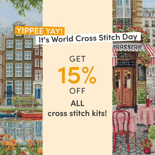 Get 15 percent off ALL cross stitch kits!