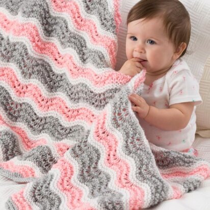 Baby Girl Chevron Blanket in Red Heart Soft Baby Steps Solids - LW4075