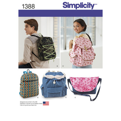 Simplicity Backpacks and Messenger Bag 1388 - Paper Pattern, Size OS (ONE SIZE)