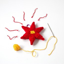 Knit Poinsettia Ornament