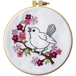 Bucilla Stamped Embroidery Kit - Cherry Blossom Birdie - 8.25in