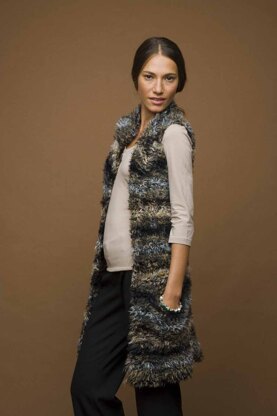 Knit Long Fuzzy Vest in Lion Brand Wool-Ease - 50827AD
