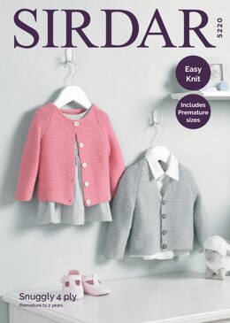 Baby's V Neck and Round Neck Cardigans in Sirdar Snuggly 4 Ply - 5220 - Downloadable PDF