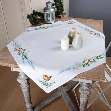 Vervaco Aida tablecloth Winter village Cross Stitch Kit
