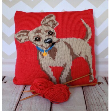 Chihuahua Pet Portrait Cushion Cover Knitting Pattern