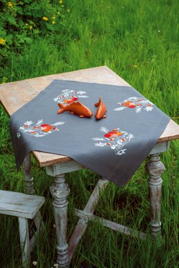 Vervaco Poppies Tablecloth Printed Embroidery Kit - 80 x 80 cm