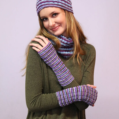 Hat, Cowl, & Mitts  in Plymouth Yarn Andes Sock - 3287 - Downloadable PDF