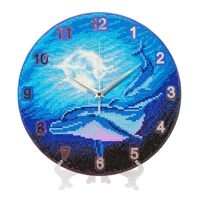Crystal Art Diamond Painting-Uhrenset „Mondspiegelung“