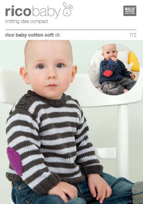 Striped Cardigan or Jumper with Elbow Patches in Rico Baby Cotton Soft DK - 172