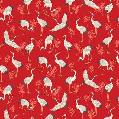 Makower Michiko - Cranes Red