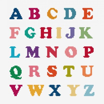 DMC Bright Alphabet Cross Stitch - PAT1211 - Downloadable PDF