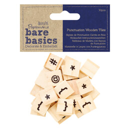 Papermania Punctuation Wooden Tiles - Bare Basics - Icons
