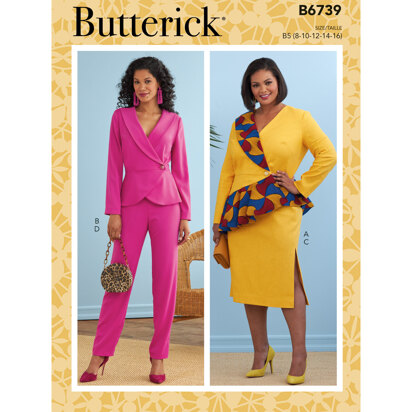 Butterick Jacke, Kleid, Oberteil, Rock und Hose für Damen B6739 - Schnittmuster
