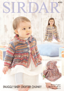 Baby Girl and Girl Coats and Blanket in Sirdar Snuggly Baby Crofter Chunky - 4793 - Downloadable PDF