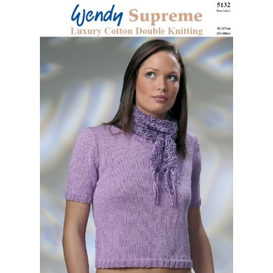 Short Sleeved Sweater and Scarf in Wendy Supreme Cotton DK - 5132