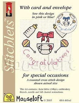 Mouseloft Congratulations Card Occasions Stitchlets Cross Stitch Kit - 100 x 125 x 12